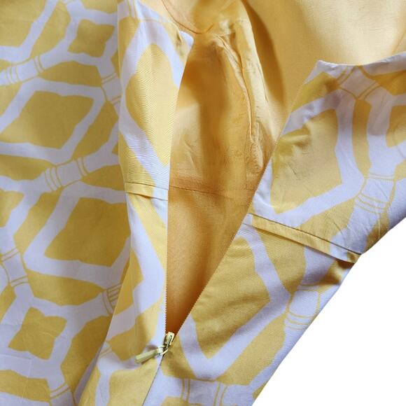 Lilly Pulitzer shift dress yellow & white bamboo print lattice neckline size 2 - Picture 6 of 10